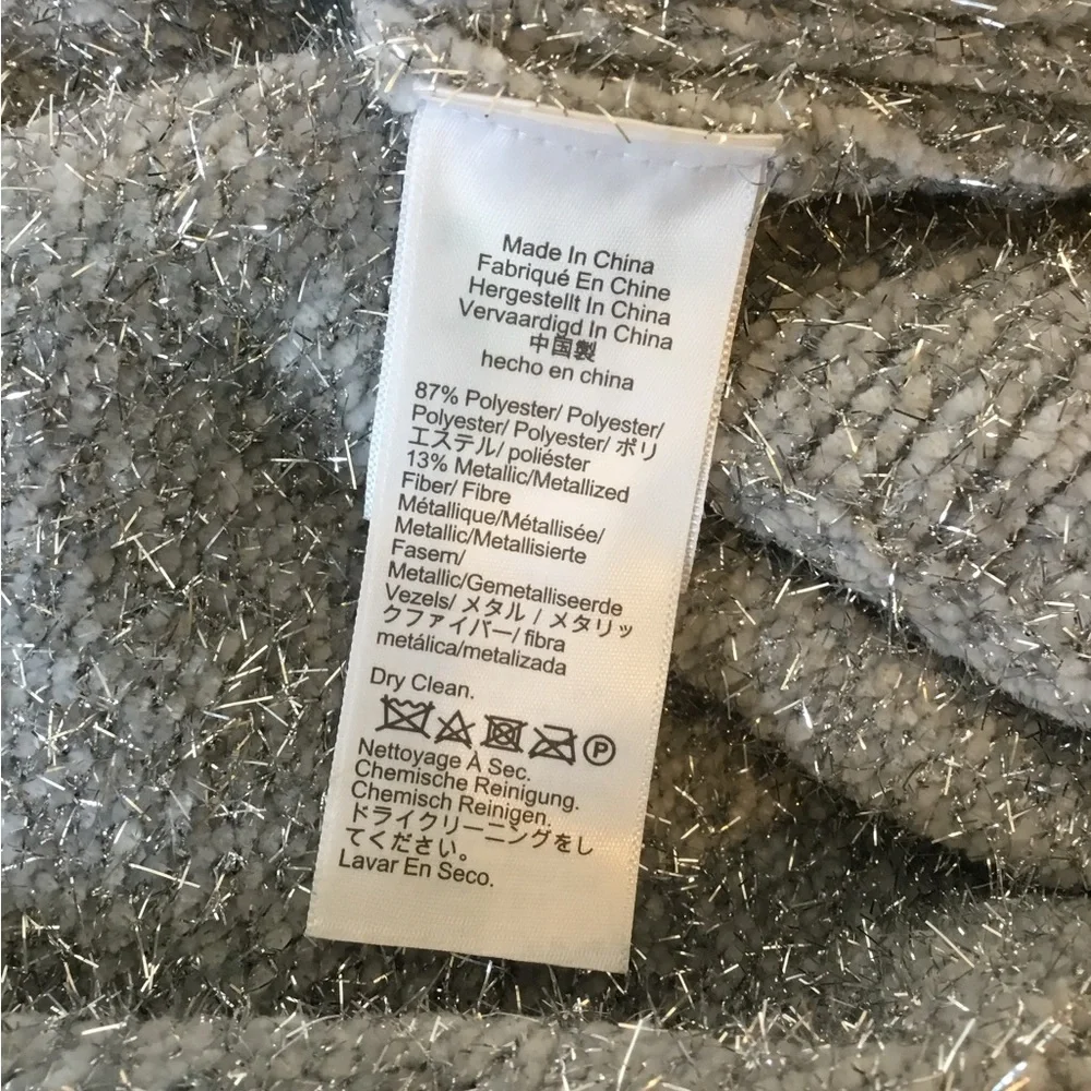 J. Crew Silver Metallic Brushed Yarn Crew Neck Oversized Sweater